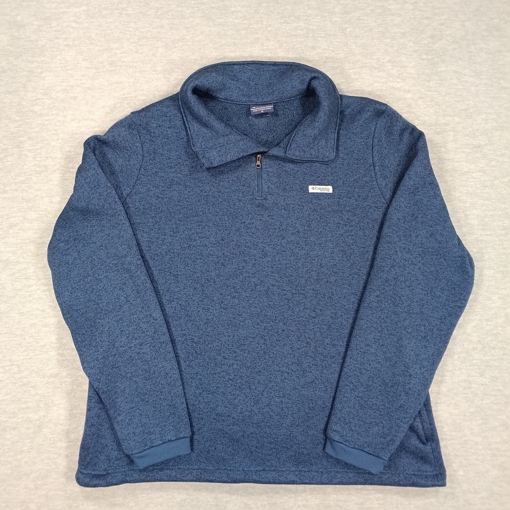 Columbia PFG Men XL Navy Blue Heather Quarter Zip Fleece Pullover Sweater FL2136